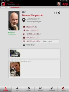 Schermafbeelding van de OK-app uit het gedeelte 'Klanten weergeven'
