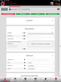 Schermafbeelding van de OK-app uit het gedeelte 'Klant bewerken'